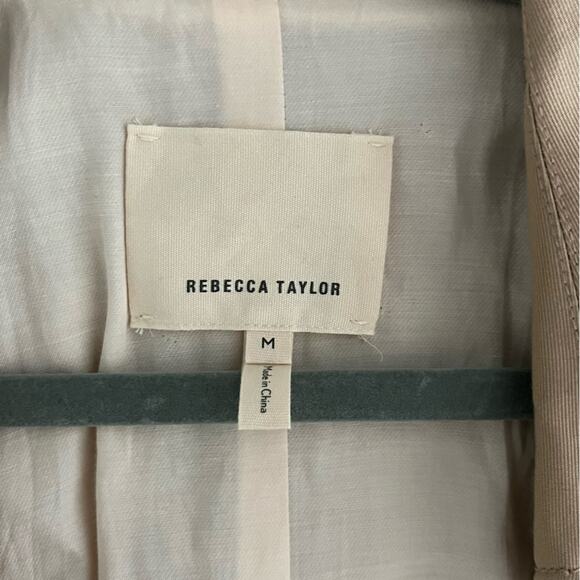 Rebecca Taylor Faille Ruffle Trim Trench Coat Medium EUC - Picture 3 of 12